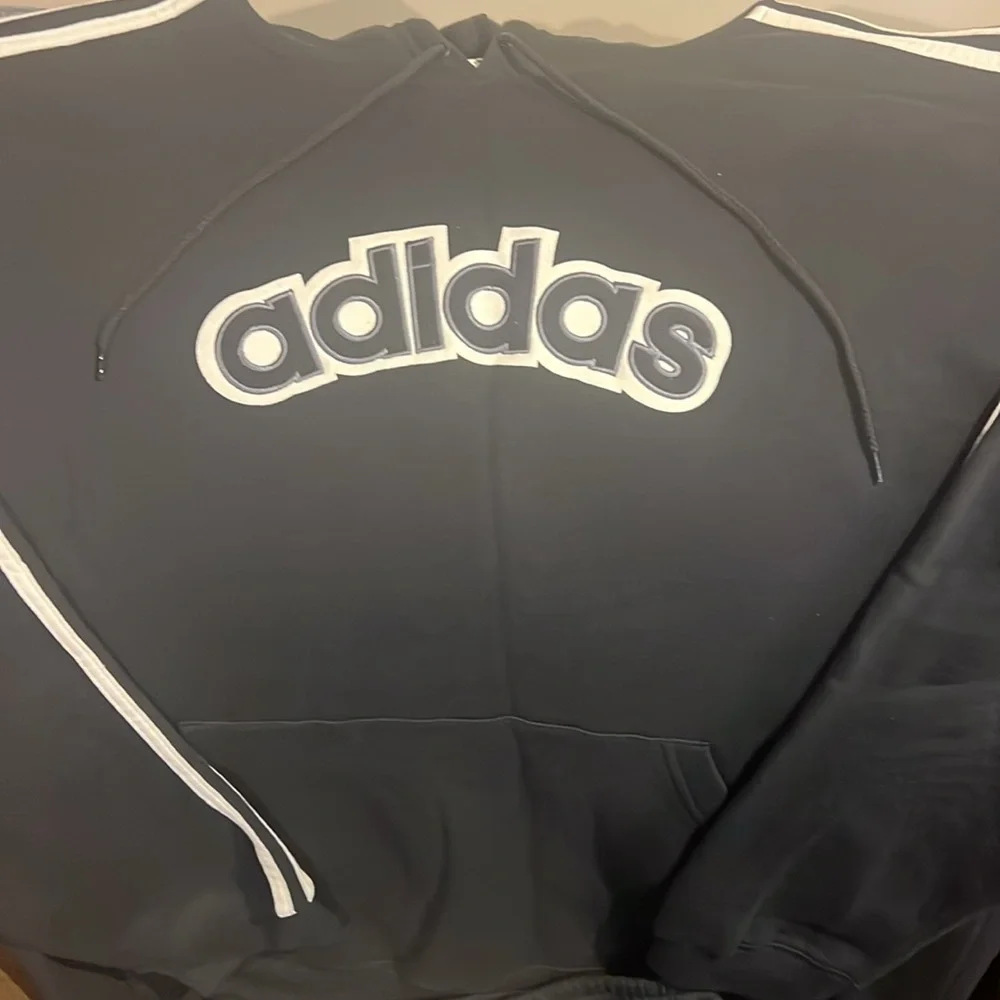Adidas Black Hooded Sweatsuit with White Stripes - Picture 3 of 8